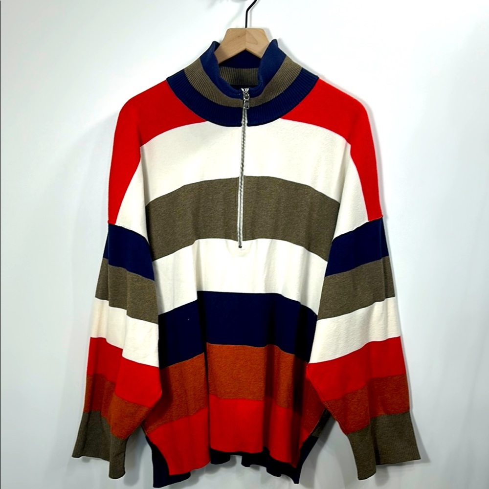 Free People Multicolor Striped Turtleneck Sweater